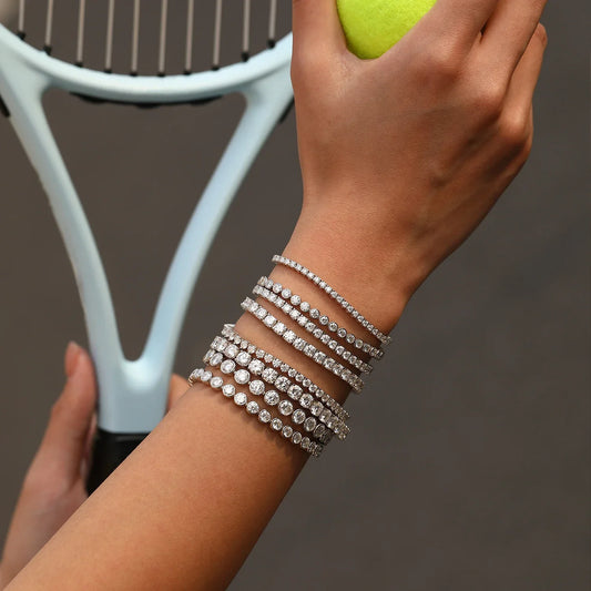 Bracelet de tennis en moissanite D VVS1 en argent sterling 925 à rang unique classique avec boîte, bracelets pour femmes et hommes, bijoux raffinés