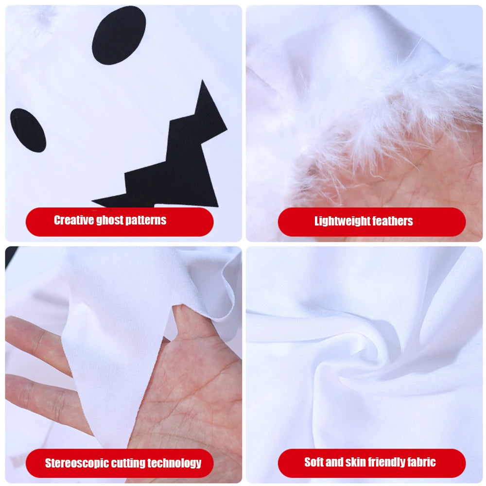 Child Boy Girl Cute White Ghost Demon Glow In The Dark Cape Cosplay Costume Kids Fancy Dress Performance Halloween Theme Party