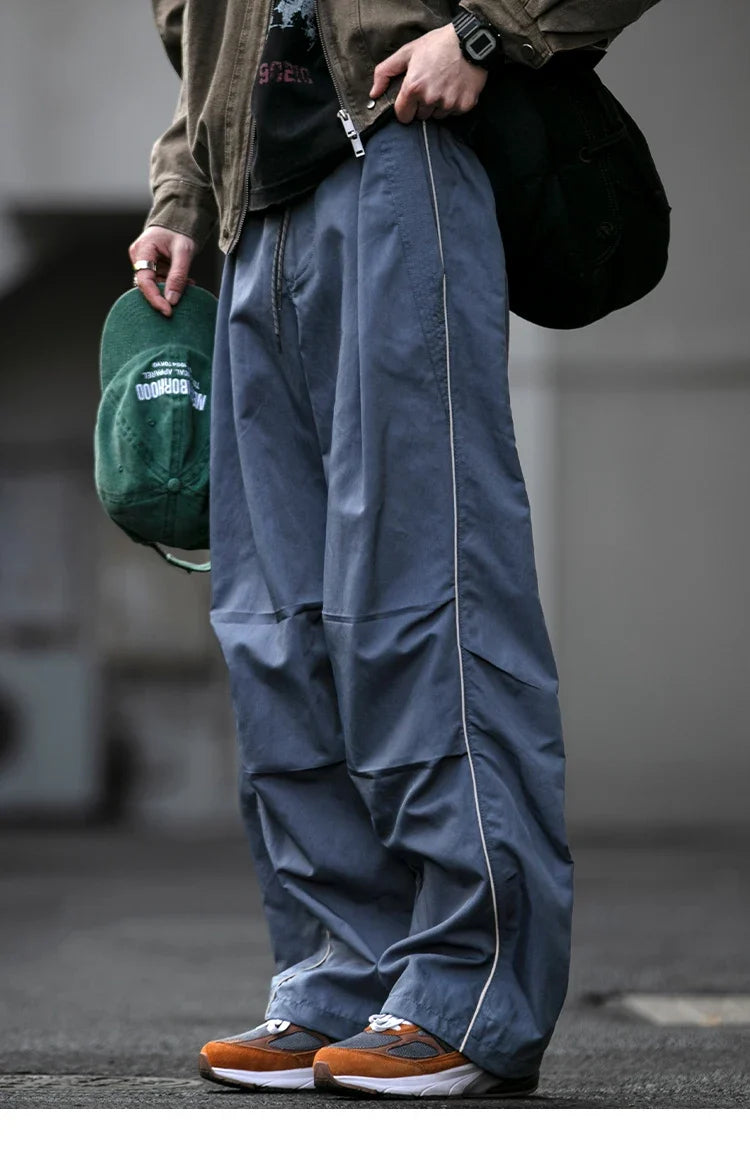 Korean Streetwear Waterproof Outdoor Utility Cargo Pants For Men Quick Dry Adjustable Hem Oversized Sport Casual Pants Trendy