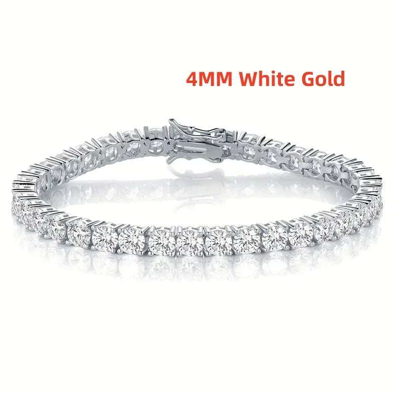 100% Real S925 Sterling Silver Plated 18K Gold 5A Grade Zircon Black Tennis Bracelet for Men and Women Fashion Exquisite Jewelry