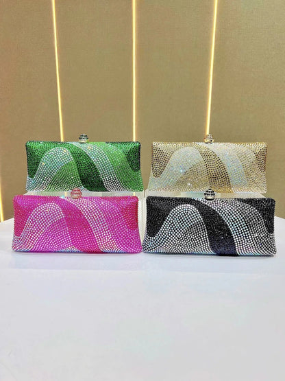 Fashion Trendy Party Bag Evening Shiny Rhinestone Clutch Phone Holder Large Capacity Women's Daily Use Glitter Party Bag