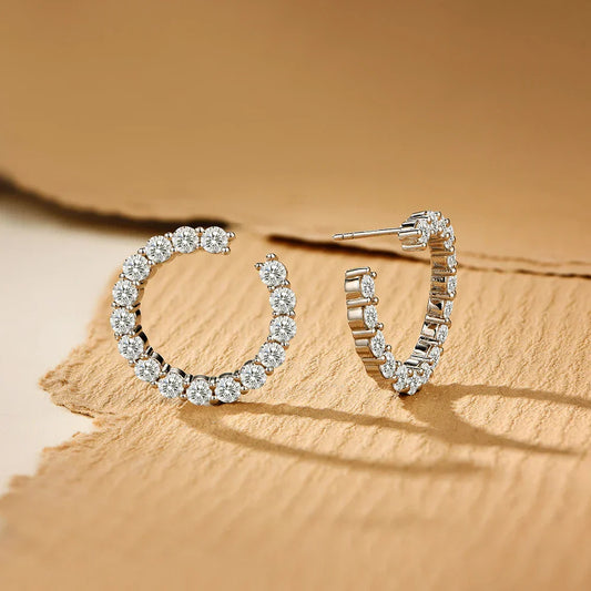 Moissanite Hool Earrings 925 Sterling Silver Passed the Diamond Test Wedding Earrings for Women Gift Fine Jewelry Band