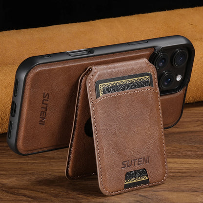 Wireless Charging Magnet PU Leather Phone Case Card Holder Stand For iPhone 17 Pro Max 16 Plus 15 Pro 13 12