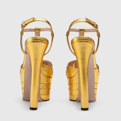 2026 Women's Round Head Sandals Thin Heels 5cm Thick Bottom Slope Heel Fish Mouth Rivet Sandal T-Platform Sandals Size34-43