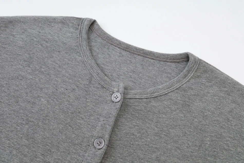 AS SS26 summer loose style button dress comfortable ribbing fabric dress o-neck lady clothes