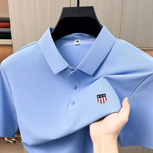 New Polo Shirt For Man Summer Short Sleeves Lapel Printing Trend Brand T-Shirt Business Leisure Ventilate Versatile Men's Wear