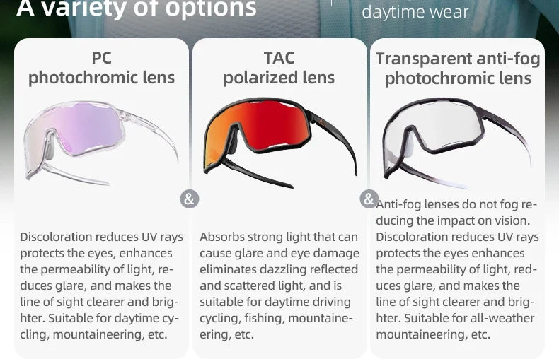 Cycling Glasses Goggles Polarized/Photochromic Sunglasses Sport Big frame Eyewear UV400 Sun Protection with 2 Lens