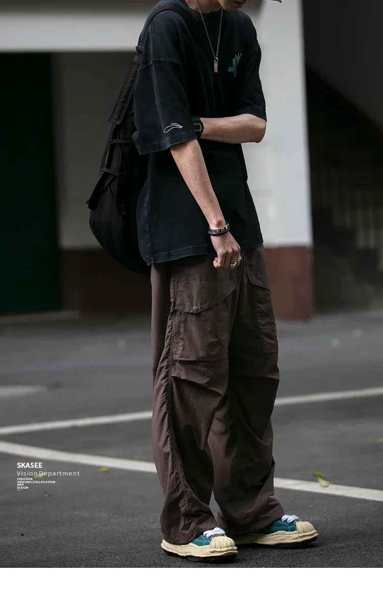 Spring Summer Korean Outdoor Functional Waterproof Cargo Pants For Men Clothing Harajuku Joggers Casual Breathable Pants Male