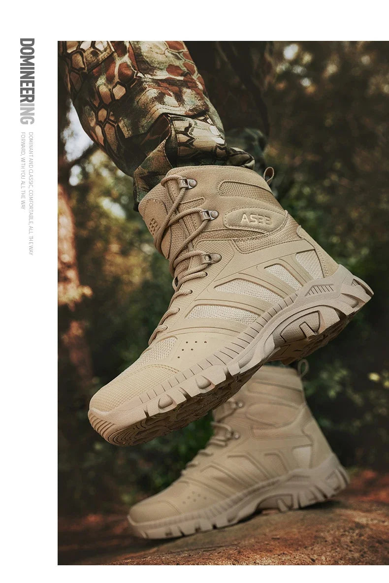 Men Tactical Boots Lace Up Desert Military Work Ankle Hiking Shoe Climbing Shoe Army Boot Unisex Size Plus Male Brand Waterproof