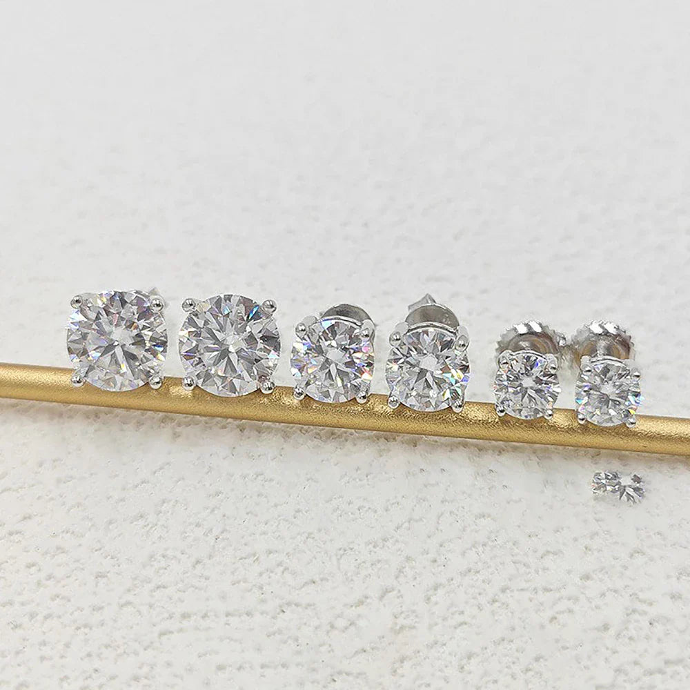 0.5-5carat Round brilliant Cut Moissanite Chain Earrings for Women Solitaire Lab Diamond Stud/Drop Earring 925 Silver with GRA