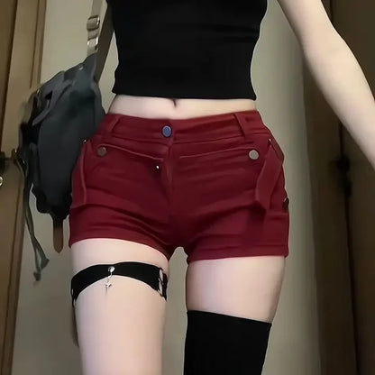 Red Jorts Female Short Jeans Pants Coquette Women's Denim Shorts Sexy Elegant Stretchy Streetwear New In XL Offer Original Hot