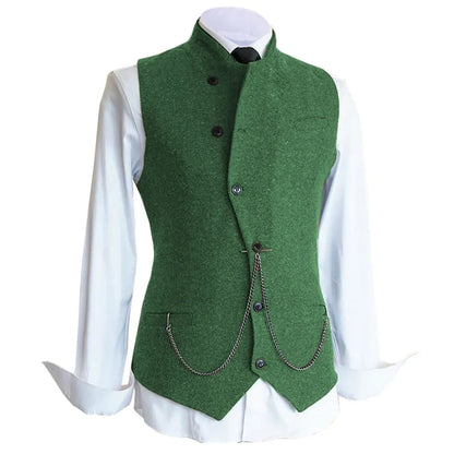 Men Vest Brown Solid Color Single Button Casual Business Waistcoat For Wedding Birthday Party Banquet Prom Set Men Suit Vest