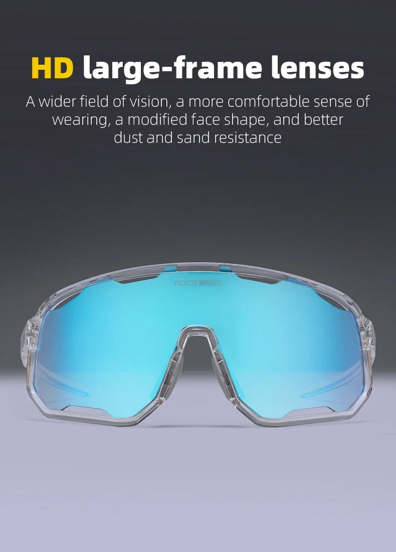 Cycling Glasses Goggles Polarized/Photochromic Sunglasses Sport Big frame Eyewear UV400 Sun Protection with 2 Lens