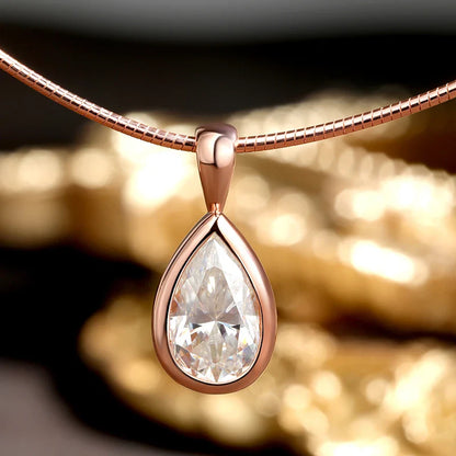 3ct Pear Cut Moissanite Pendant Necklaces for Women Wedding Solitaire s925 Sterling Silver 1.5mm Choker Chain Necklace