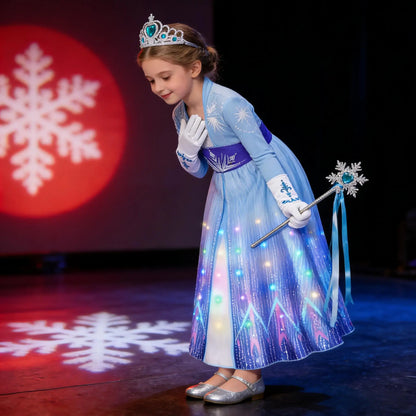 LED Light Elsa Dresses for Girls Costume Kids Cosplay Carnival Princess Children Gowns Clothing Party Dresses Outfits 2-10Yrs
