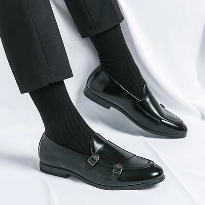 Man Leather Shoes Formal Monk Man Business Office Male Casual Dress Derby Shoes Buckle Wedding Party Luxury Botas Para Hombre