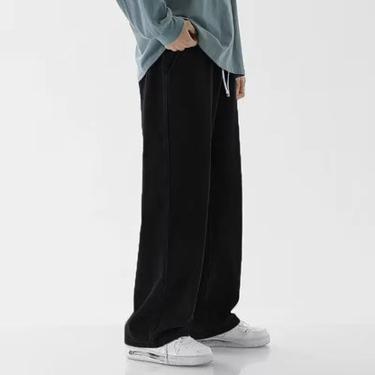 New 2024 Hot Selling Korean Men's Casual Long Denim Classic Men's Straight Leg High Street Denim Wide Leg Pants
