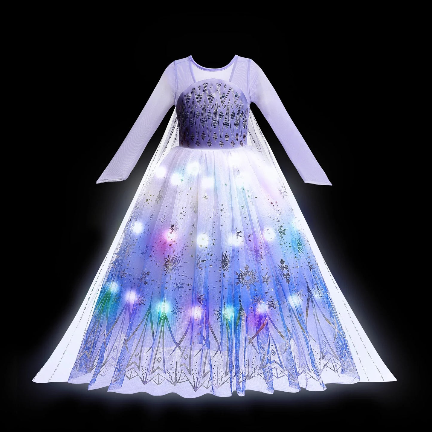 2025 Evening Party Girls LED Lights Elsa Anna Kids Princess Dress Coslplay Halloween Luminous Prom Gowns