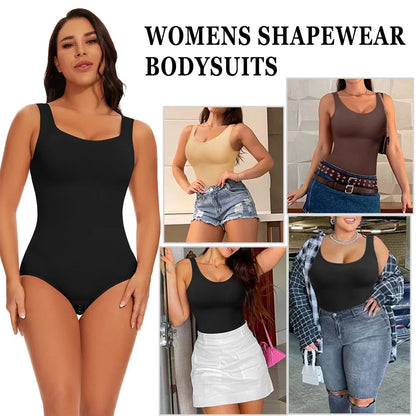 Women's Wide Strap Tummy Control Shapewear Bodysuit Comfortable Non-Slip Fitness Wear for Abdomen Toning Stylish Daily Wear Outf