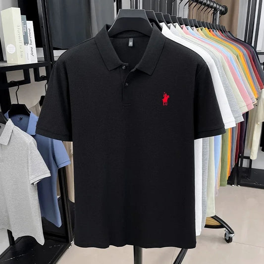 Designer brand 100% cotton short sleeve polo shirt luxury fashion pony embroidery men's business leisure summer new Paul T-shirt