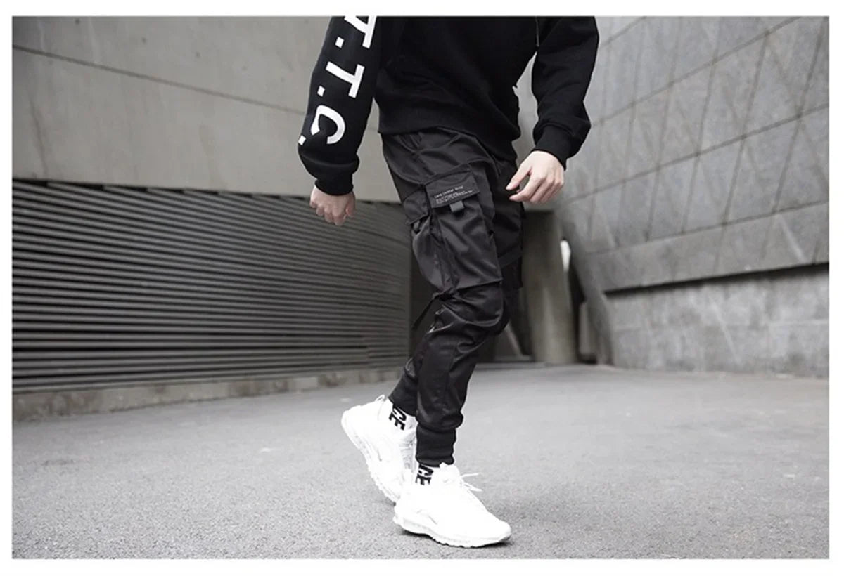 Black Hip Hop Cargo Pants Summer Versatile Fashion Brand Trousers Fashion Loose Gothic Korean Sweatpants Streetwear Males