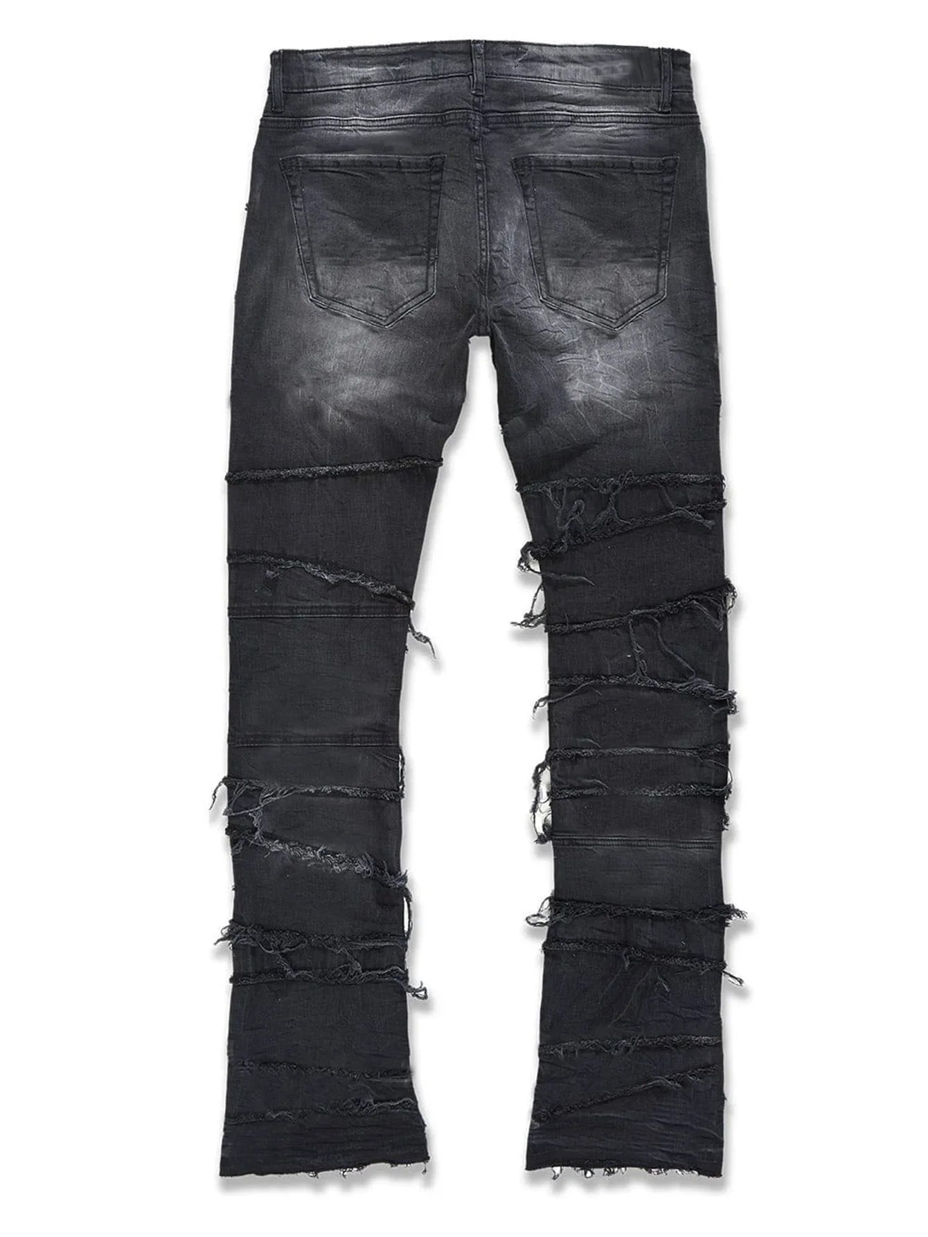 Straight Pant Men Jeans Denim Pants Slim Fit Irregular Folds Tassel Splice Simple Button Pocket High Street Trousers Spring