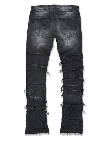 Straight Pant Men Jeans Denim Pants Slim Fit Irregular Folds Tassel Splice Simple Button Pocket High Street Trousers Spring