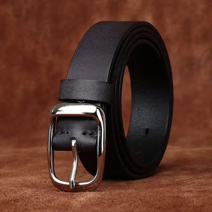 3.3CM Pure Cowhide High Quality Genuine Leather Belts for Men Brand Strap Male Stainless Steel Buckle Business Jeans Cowboy
