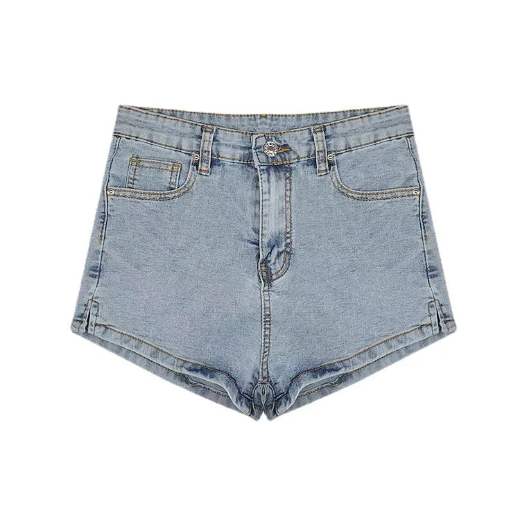 Women's Denim Shorts Casual High-Waisted Shorts Retro-Washed Button-Fly Sexy Hot Pants Tight-fitting Summer Shorts