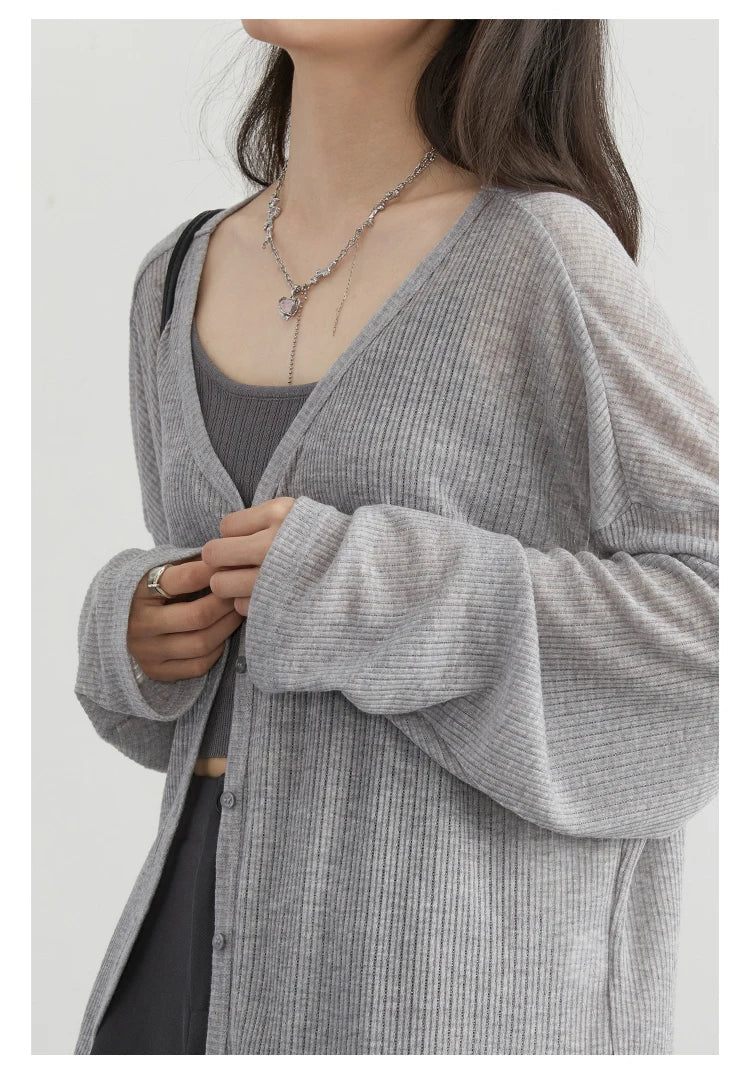 Women's Cardigan New V-neck Long Sleeved Female Shirt Female Jumpers Sun Protection Woman Top Spring Summer 2026