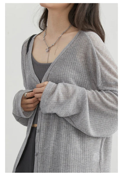 Women's Cardigan New V-neck Long Sleeved Female Shirt Female Jumpers Sun Protection Woman Top Spring Summer 2026