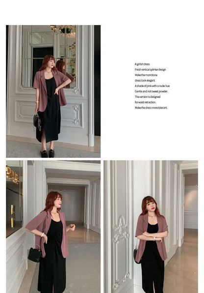 Office Lady Blazers Women Solid Lazy Style Summer Work Wear Casual Mujer Formal Vintage Outwear Clothing Elegant Ulzzang Daily