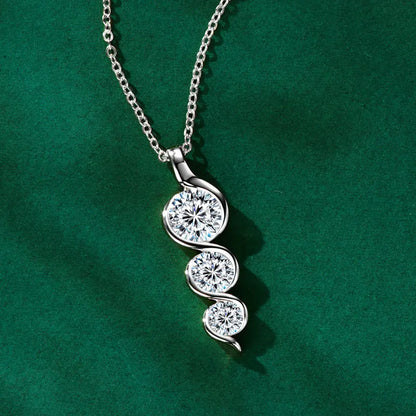 Round Cut Moissanite Twisted Pendant Necklaces for Women 925 Sterling Silver Jewelry Chains Wedding Gifts with Certifie