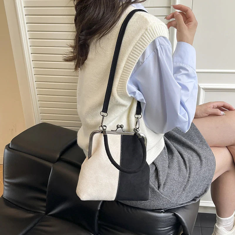 Women's Retro Frosted Splice Handbag Large Leisure Travel Trip Shopping Work Commuting Crossbody Shoulder Bag Elegant Clutch Bag