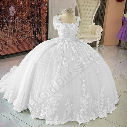 Beautiful Flower Girl Dresses Fluffy Mesh For Wedding Beaded Floral Lace Appliques Kids Pageant Gowns Customize
