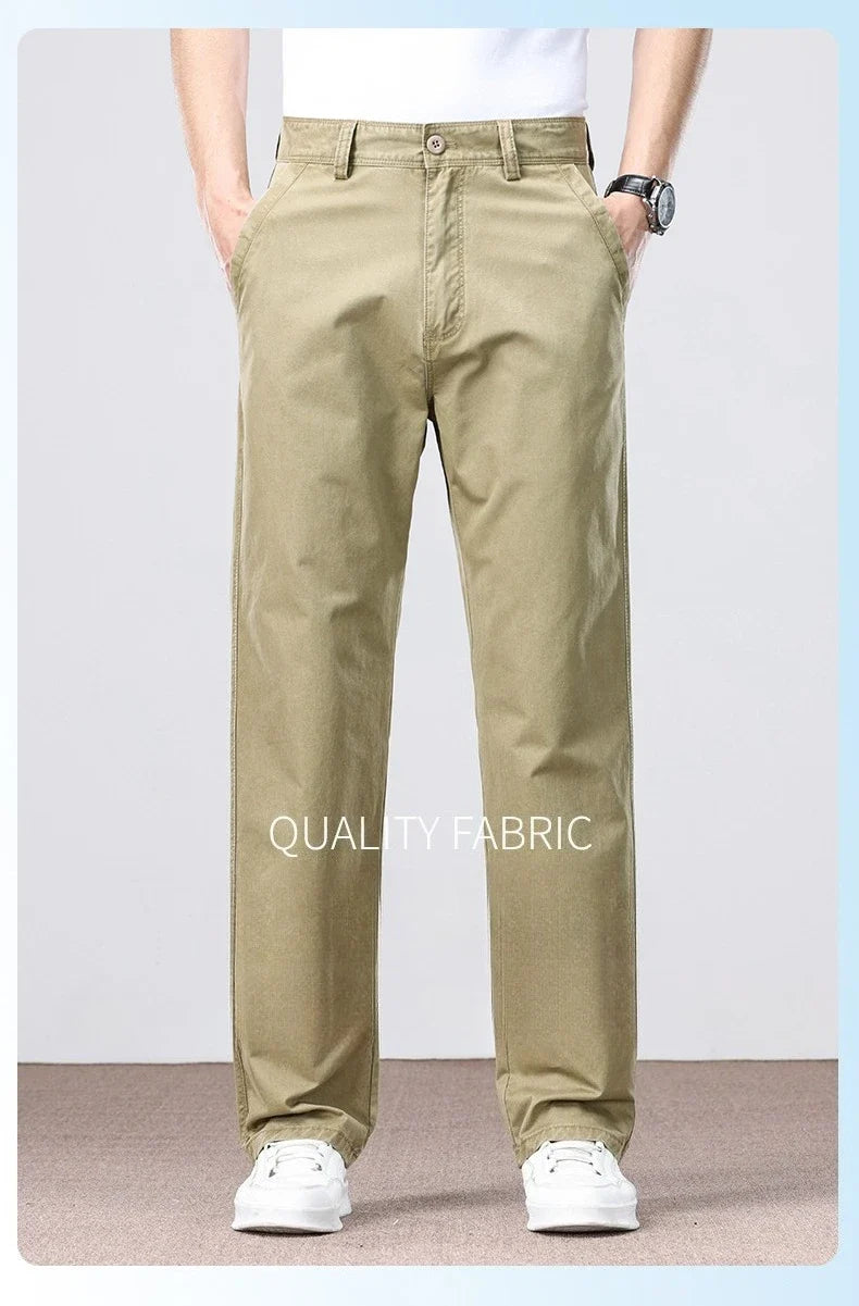 100% Cotton Straight Casual Pants Men's New Cargo Pocket Fashion Brand Comfortable High Quality Business Male Pants