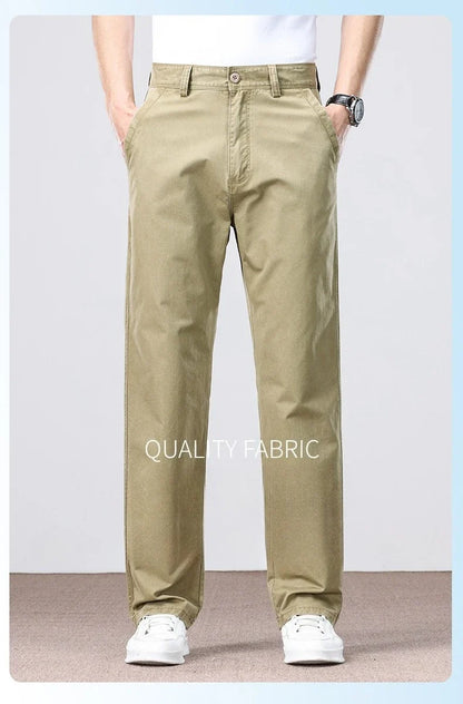 100% Cotton Straight Casual Pants Men's New Cargo Pocket Fashion Brand Comfortable High Quality Business Male Pants