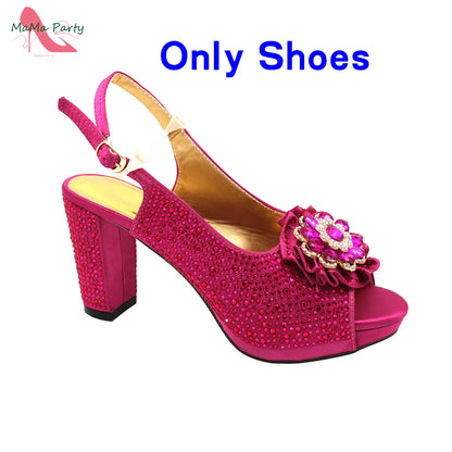 African Mature Women Shoes and Bag to Match in Teal Color Comfortable Heels with Platform for Garden Party