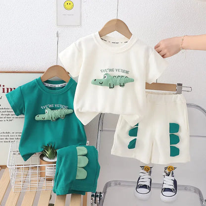 Children Clothes Suit Summer Kids Boys Girls 3D Animal T Shirt Shorts 2Pcs/Set Kids Infant Clothes Toddler Sportswear