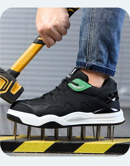 Fashion 2025 New Work Shoes Men Steel Toe Anti Smashing Indestructible Sneakers Splicing Design Comfortable Male Footwear