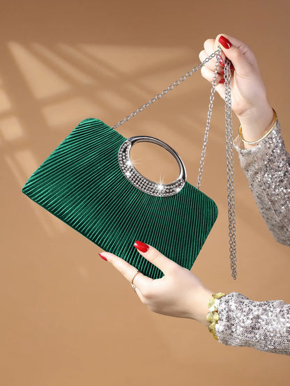 Women's Sparkling Glitter Crystal Evening Bag, Handbag And Crossbody Bag With Simple And Elegant Design, Suitable For Wedding