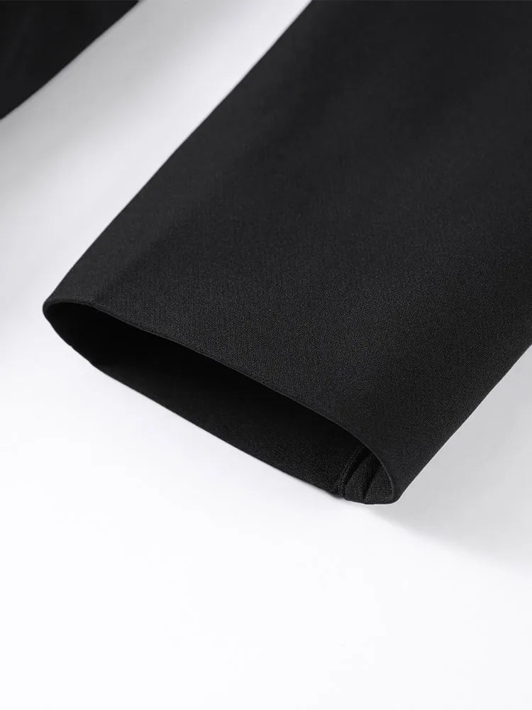 Elegant Women's Black Blazer Coat Long Sleeve Stand Collar Buckle Thick Jacket Female 2026 Spring Autumn Lady Commute Outwear
