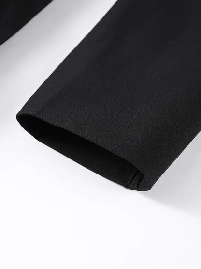 Elegant Women's Black Blazer Coat Long Sleeve Stand Collar Buckle Thick Jacket Female 2026 Spring Autumn Lady Commute Outwear