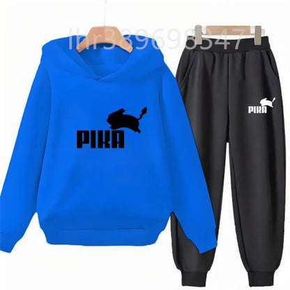 Children's Suit Hoodies Top+Bottom Girls Pink Boy Black Age 3-12 Coat Casual Toddler Sweatshirt Little White Rabbit Clothing