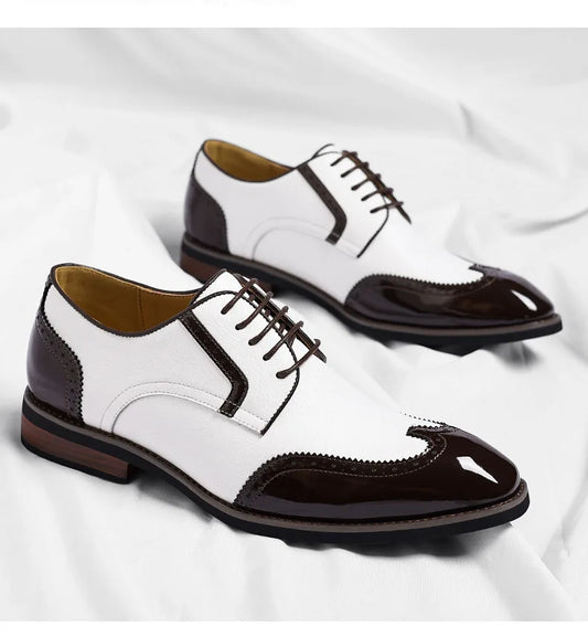 New Designer Business Leather Shoes for Men Color Match Lace Designer Casual Shoes Male Spring Autumn New Dress Brogue Shoe Man