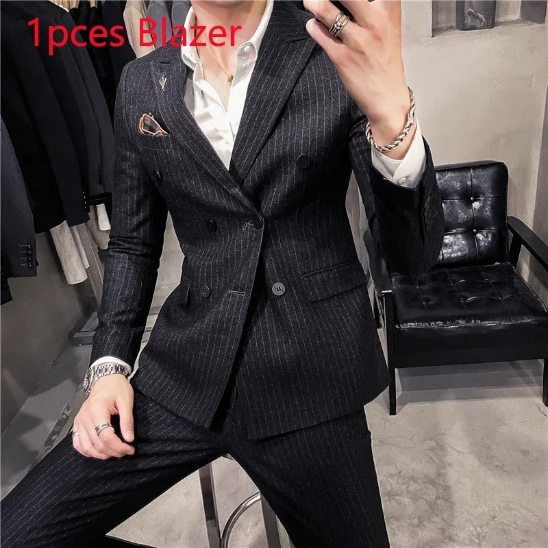 25 Colors 1 Pcs Blazer No Pants S-7XL New Wedding Dress Formal Business Slim Mens Suit Jacket Plaid Striped Solid Color