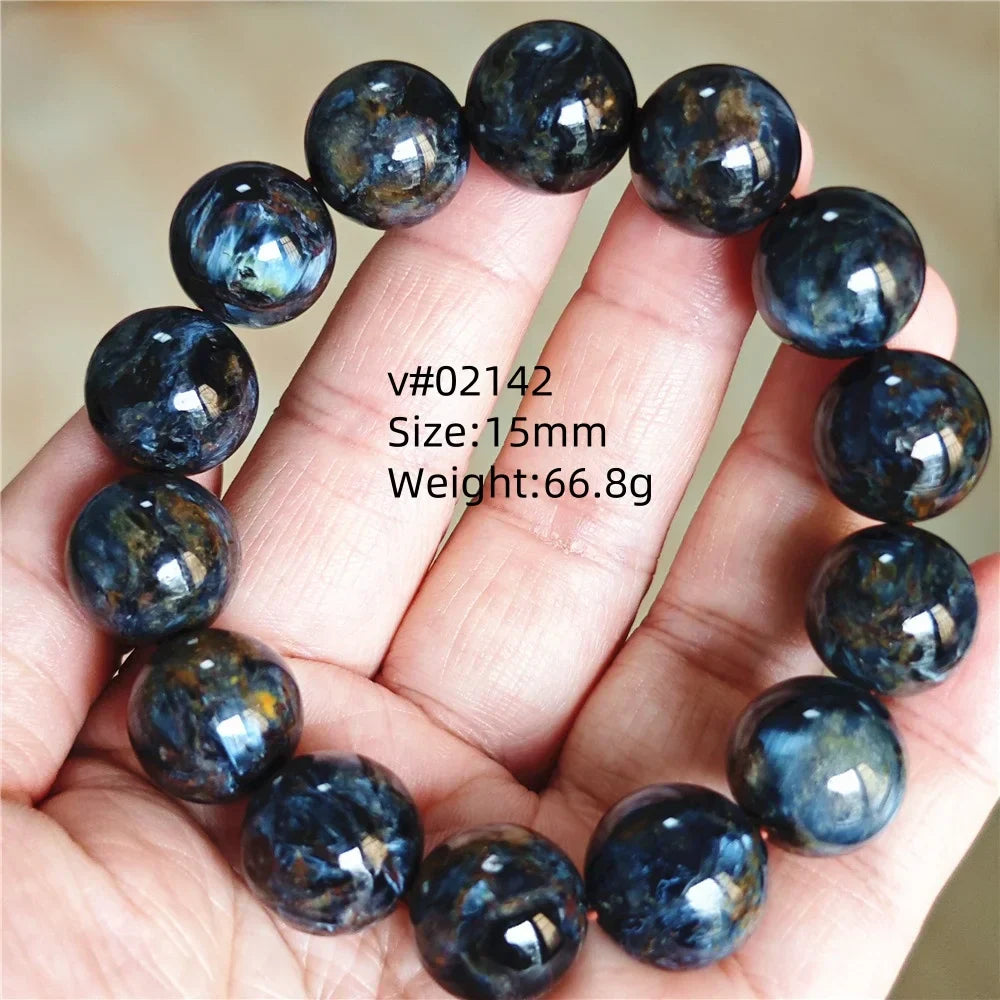 Natural Blue Pietersite Bracelet Women Men Beads Round Beads Chatoyant Cat Eye Fire Pietersite Namibia AAAAAA