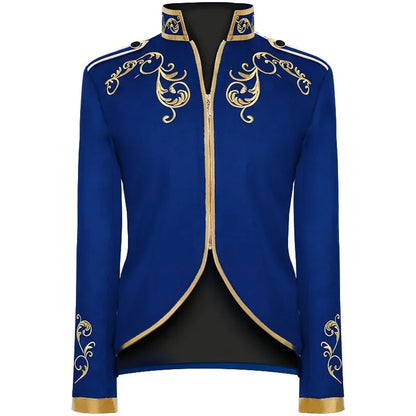 British Style Men Embroidered Flower Suit White / Blue / Red Male Wedding Dance Party Coat Singer Stage Performance Dress Blazer