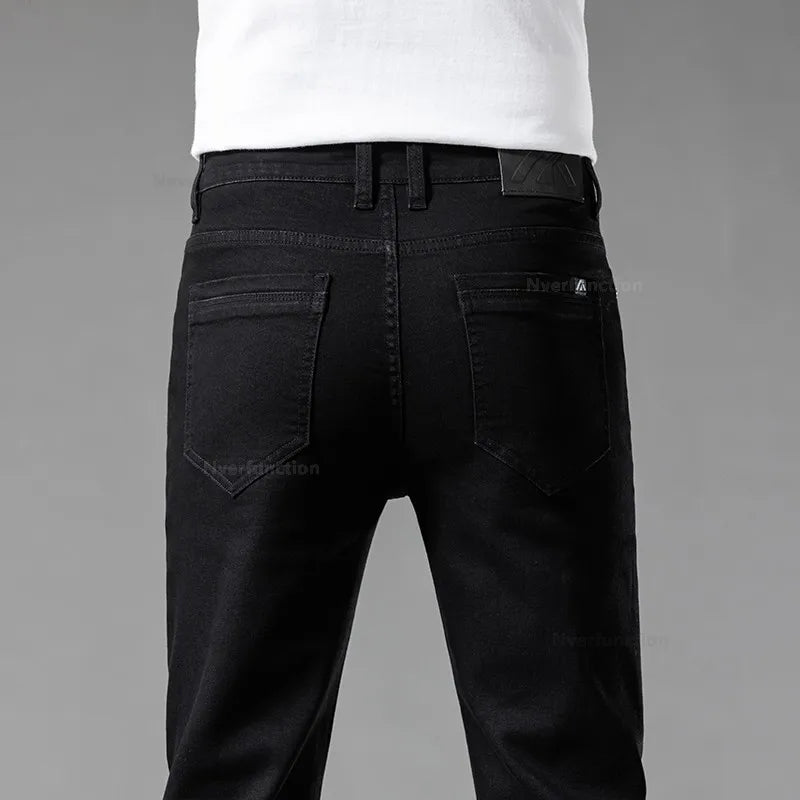 Luxury Men's White Slim Jeans Spring Summer New 98% Cotton Stretch Fashion Casual Male Clothes Straight Denim Trousers