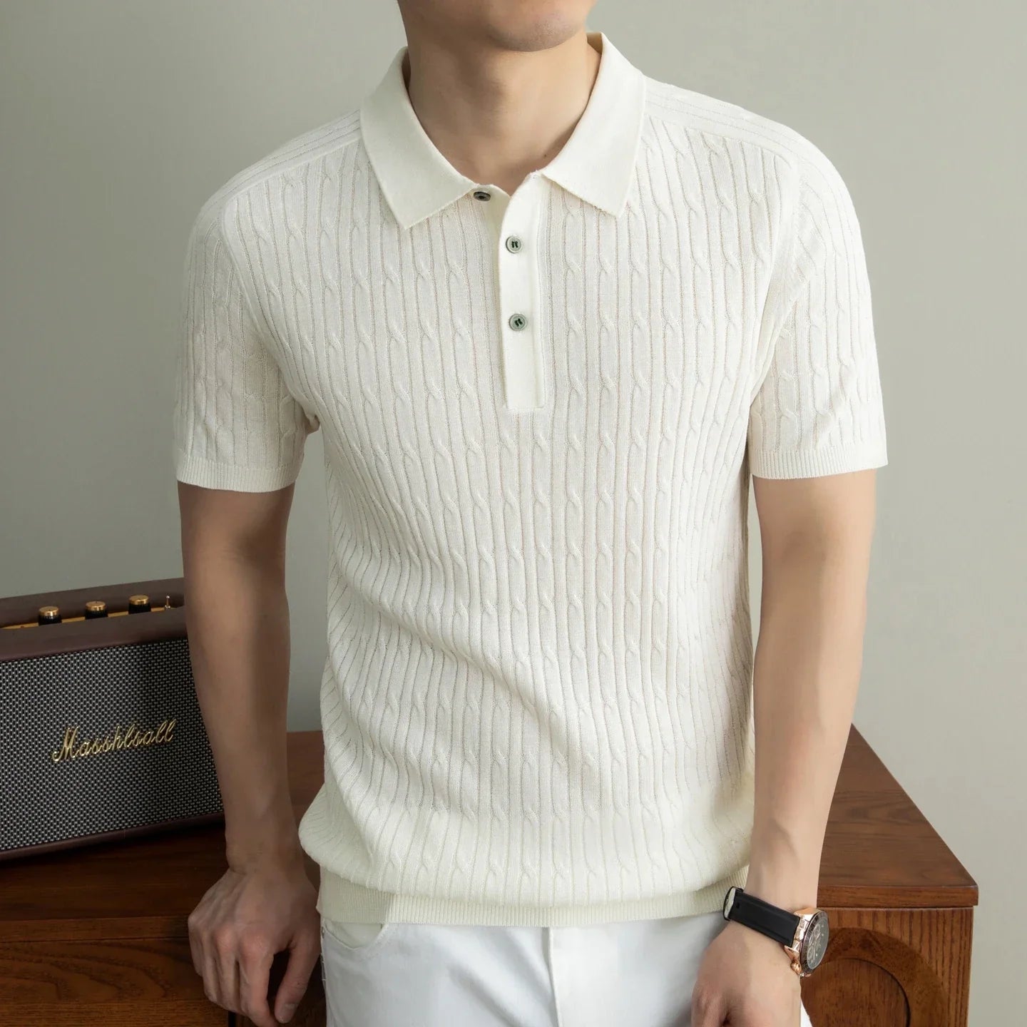 Summer Light Luxury Men's Polo Shirt Breathable Nut Flower Casual Collar Knitted Short Sleeve T-shirt for Men